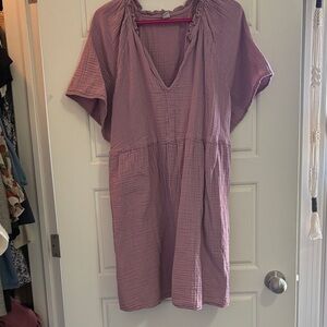 Old Navy Mauve Puff Sleeve Gauze Dress